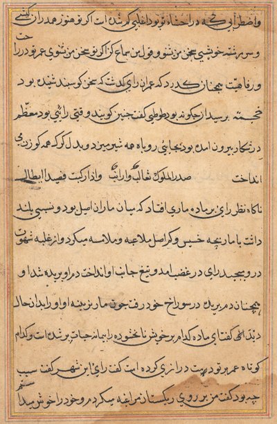 Sida från Tales of a Parrot (Tuti-nama): textsida av Unknown artist