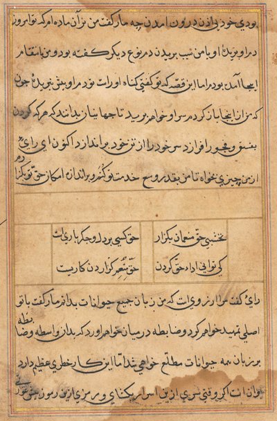 Sida från Tales of a Parrot (Tuti-nama): textsida av Unknown artist