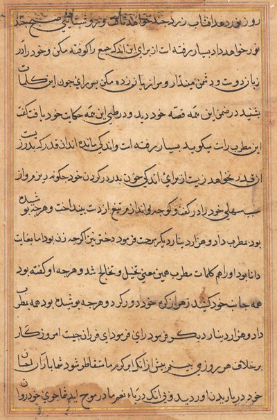 Sida från Tales of a Parrot (Tuti-nama): textsida av Unknown artist
