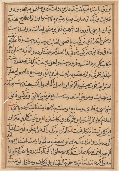 Sida från Tales of a Parrot (Tuti-nama): textsida av Unknown artist