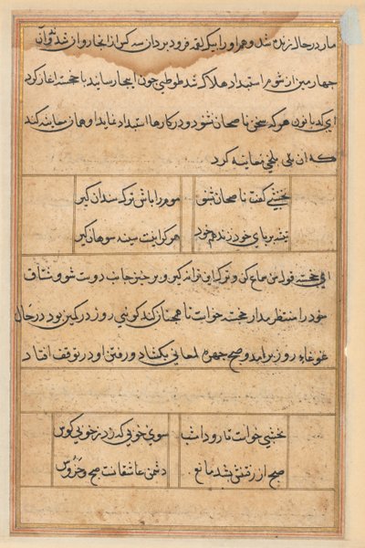 Sida från Tales of a Parrot (Tuti-nama): textsida av Unknown artist