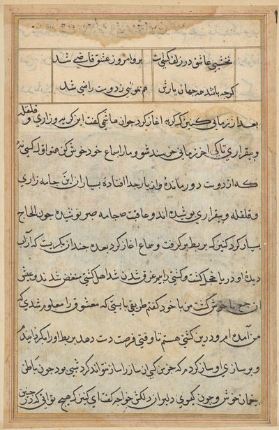 Sida från Tales of a Parrot (Tuti-nama): textsida av Unknown artist