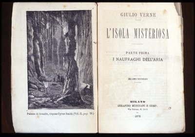 Sida i en italiensk upplaga av "Den mystiska ön" av Jules Verne. 1878. Milano. av Unknown artist