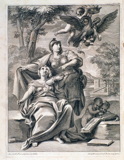 Sida på framsidan av partituren av "" Opus 1 "" (12 stora konserter) av Pietro Locatelli (1695-1764) - Noter till "" 12 grossos concertos "av Locatelli 1721 Bologna, civilt musikmuseum av Unknown artist