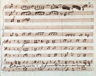 Sida med partitur av Extinguish I would like air in Griselda opera av Antonio Vivaldi av Unknown artist