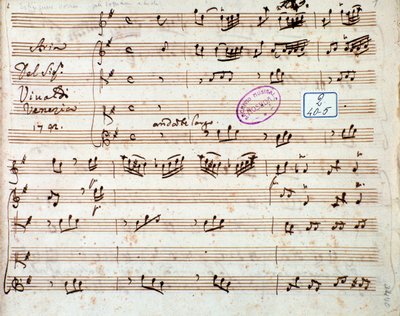 Sida med partitur av Extinguish I would like air in Griselda opera av Antonio Vivaldi av Unknown artist