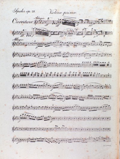 Sida med partitur till ouvertyren av Alruna av Louis Spohr av Unknown artist