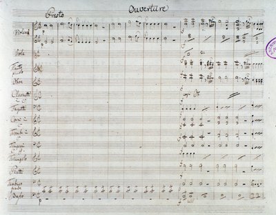 Sida med noterna till Die Entfuhrung aus dem Serail, opera av Mozart, Lichtenthal-version (1838) av Unknown artist