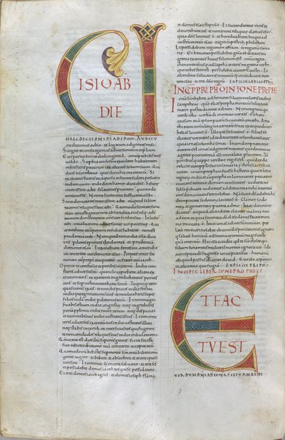 Sida med "incipit av profeten Obadjas bok (Obadjas vision) och incipit av profeten Jona av Unknown artist