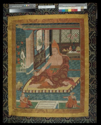 Målad banderoll (Thangka) av porträtt av Sakya Pandita (1132 - 1251) av Unknown artist