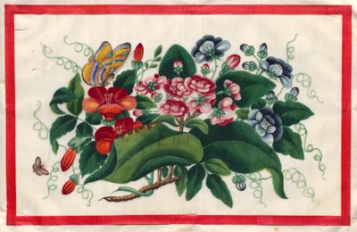 Målning fem från Illustrated Book of Flowers and Butterflies (Illustrerad bok med blommor och fjärilar) av Unknown artist