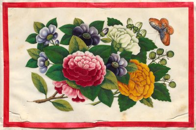 Målning tre från Illustrerad bok med blommor och fjärilar av Unknown artist