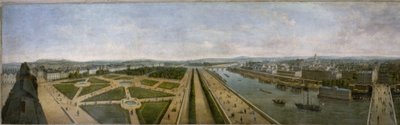 Panorama över Paris från taket på Pavillon de Flore i Tuilerierna, ca 1833 (olja på duk) av Unknown artist