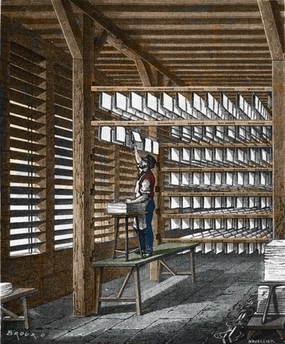 Pappersproduktion på 1800-talet. av Unknown artist