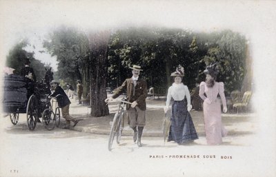 Paris, promenade sous bois - vykort, sent 1800-tal av Unknown artist