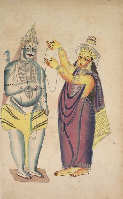 Parivati Placera en bröllopsgirland på Shiva (verso) av Unknown artist
