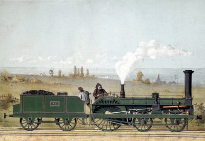 Passagerarlokomotiv och kolvagn av Strasbourg Railway (Crampton-systemet) av Unknown artist
