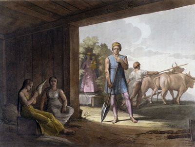 Paternalistisk kolonisering av jesviter med hjälp av Tupi Guaranis-indianernas kunnande i Paraguay. av Unknown artist
