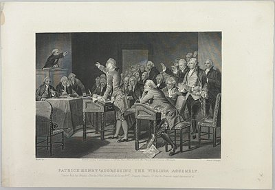 Patrick Henry talade inför Virginia Assembly av Unknown artist