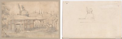 Pavilion Near a Mosque (recto) Skiss för Pavilion Near a Mosque (verso) av Unknown artist