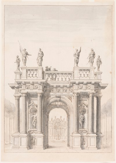 Paviljong i en park av Unknown artist