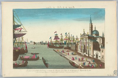 Peep-show, ingång till staden Venedig kommer från Chiogia med ön St. George the Greater på sidan av Unknown artist