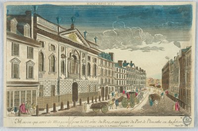 Peep-show, Maison Quiserie de Magasins, för Royal Navy, och en del av hamnen i Plimmouthe i England av Unknown artist