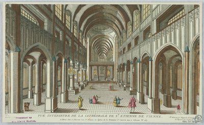 Peep-show, inre vy av katedralen St. Stephen i Wien; Chereau - Han lagrar också alla typer av papper i rullar av Unknown artist