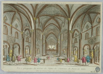 Peep-show, perspektivvy från insidan av den kartusiska kyrkan i Pavia i Italien av Unknown artist