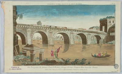 Peep-show, perspektivvy av den berömda bron Remino Fabriquee från tiden för den romerska kejsaren Auguste Tibert, nr 17 av Unknown artist