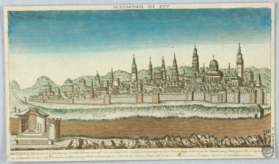 Peep-show, utsikt över Jerusalem, Jerusalem, Palestinas huvudstad under David och Salomo, är så känd för sitt tempel och de magnifika verk att dess två prinsar byggde... av Unknown artist