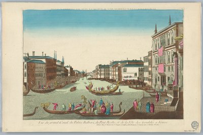 Peep-show, utsikt över Canal Grande, Balbori Palace, Realto Bridge och Condoles Festival i Venedig av Unknown artist
