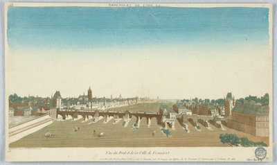 Peep-show, utsikt över bron och staden Frankfurt, 13 av Unknown artist