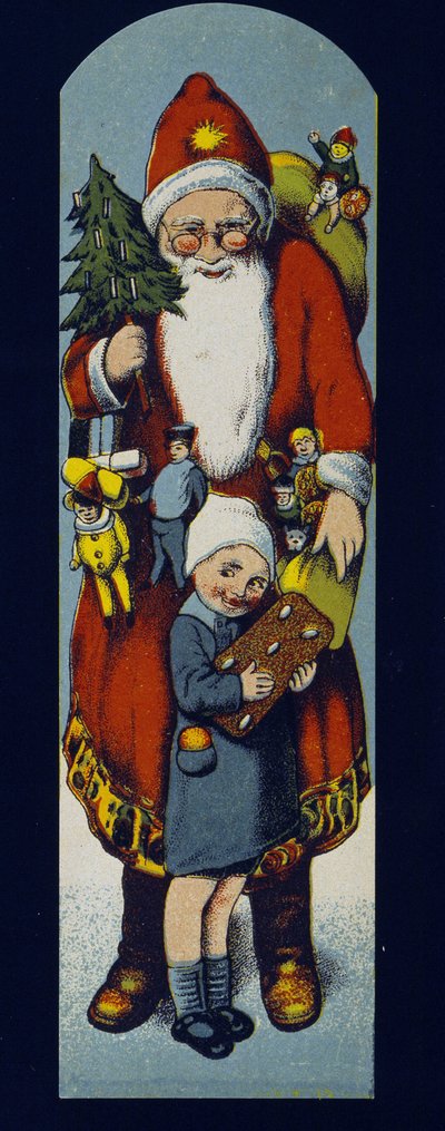 Pere Noel, kartong distribuerad i förpackning av pepparkakor. sd. sent 1800-tal. av Unknown artist