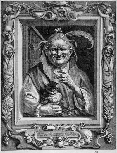 Personifiering av galenskap som håller en katt, n.d. av Unknown artist
