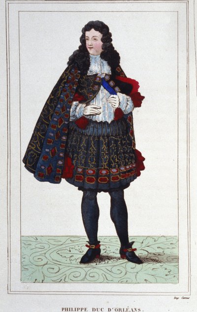 Filip II, hertig av Orléans, Chartres, Valois, Nemours och Montpensier (1674-1723). Regent av Frankrike från 1715 till 1723. Gravyr från 1830. av Unknown artist