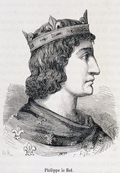 Philippe IV le Bel (1268 - 1314) - i "" History of popular France"" av Henri Martin, Jouvet, Paris, T.1 av Unknown artist