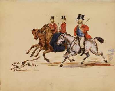 [Fotokollage av jaktscen med Lord och Lady Yarborough] av Unknown artist
