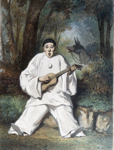 Pierrot spelar gitarr - n.d., sent 1800-tal av Unknown artist