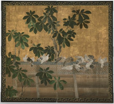 Duvor och rhododendron av Unknown artist