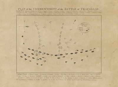 Plan över inledningen av slaget vid Trafalgar av Unknown artist