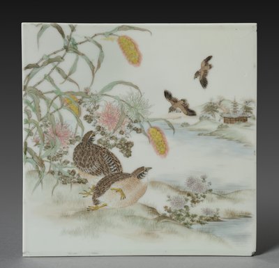 Plakett med vaktel av Unknown artist