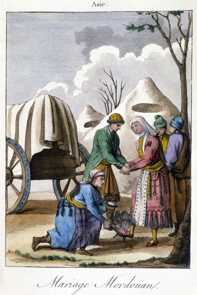 Plåt från 1811 som illustrerar ett äktenskap i Mordovia av Unknown artist