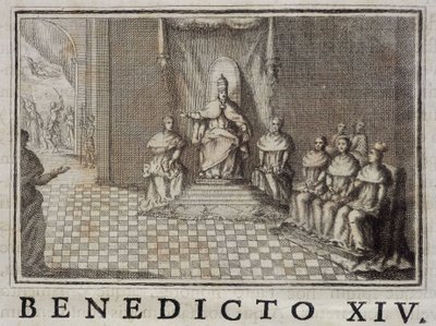 Påve Benedictus XIV (1740-1758) i "" Annals of the Order of Preachers"" av Thomas-Mary Mamachi, Rom av Unknown artist