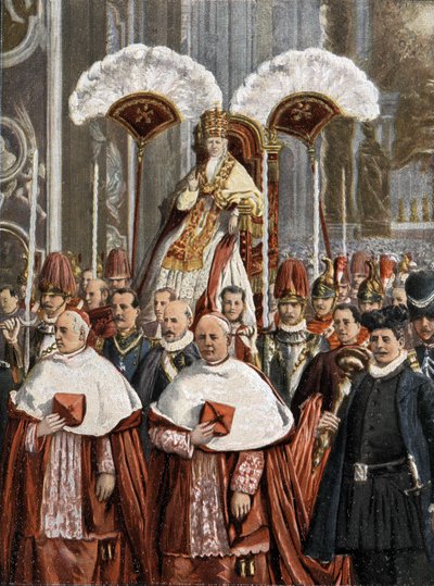 Påven Leon XIII (Leo 13) (Gioacchino Pecci 1810-1903) i Peterskyrkan i Rom. av Unknown artist