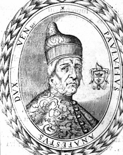 Porträtt Paoluccio Anafesto (697-717). Första dogen av Venedig. av Unknown artist