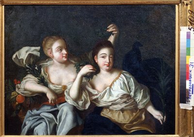 Porträtt av kejsar Peter den stores döttrar (Porträtt av Peter den stores döttrar). Anonym målning. Olja på duk, 69 x 84 cm, tidigt 1700-tal. Statens konstmuseum för Republiken Karelen, Petrosavodsk (Republiken Karelen). av Unknown artist