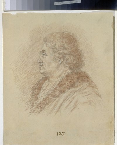 Porträtt av prinsen av Tauris, generalmarskalk och statsman Grigori Aleksandrovich Potemkin (Potyomkin) (1739-1791). (Porträtt av prinsen av Tauris, generalfältmarskalk, statsmannen G. A. Potyomkin). Anonym teckning, penna, sangvin på papper. art ro av Unknown artist