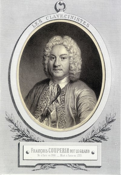 Porträtt i medaljong av François Couperin dit Le Grand, n.d. 19:e s. av Unknown artist