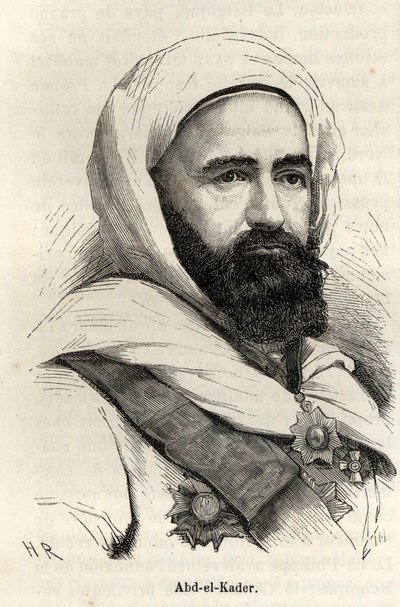 Porträtt av Abd - El - Kader (Abd El-Kader) (Abd El Kader) (1807 - 1883). av Unknown artist